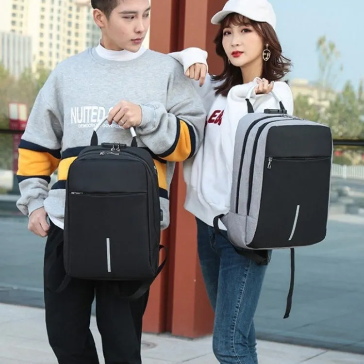 16 inch Men Password Lock Backpack Business Casual Anti-Theft Computer Bag With External USB Port(Wine Red)