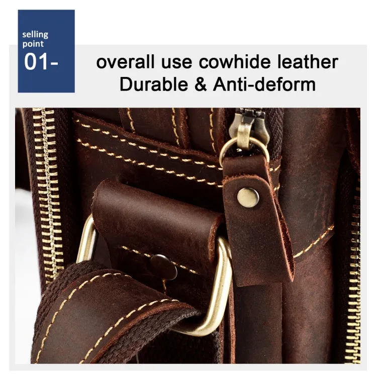 6050 Crazy Horse Texture Genuine Leather Crossbody Bag for Men(Coffee)
