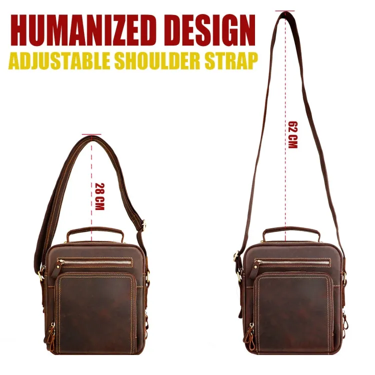 6050 Crazy Horse Texture Genuine Leather Crossbody Bag for Men(Coffee)