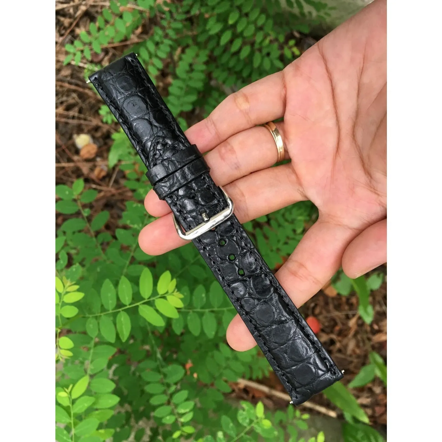 Black Hornback Alligator Leather Watch Band | Crocodile Quick Release Replacement Strap | DH-47