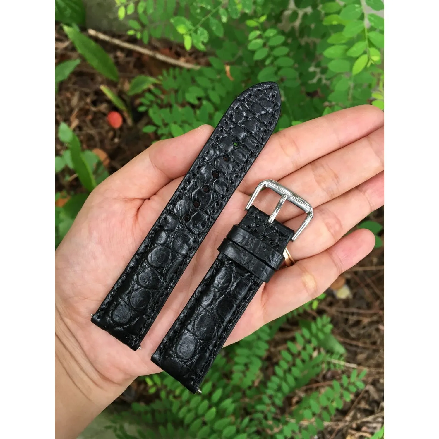 Black Hornback Alligator Leather Watch Band | Crocodile Quick Release Replacement Strap | DH-47