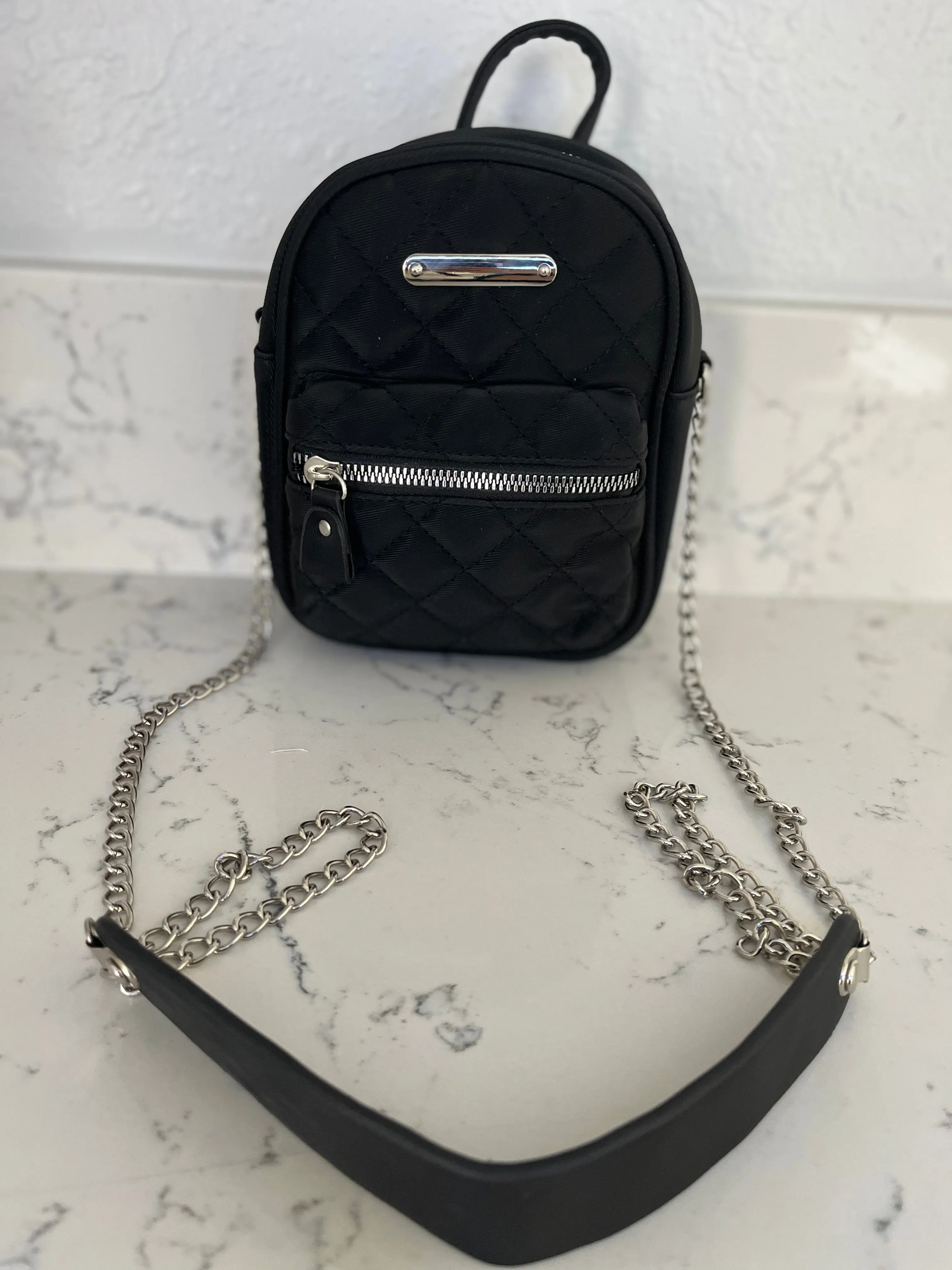 Black Mini Backpack Crossbody Purse