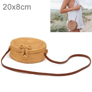 Bowknot Pattern Autumn Rattan Handmade Rattan Bag  Vintage Art Beach Ladies Diagonal Bag, Size:20x20x8cm