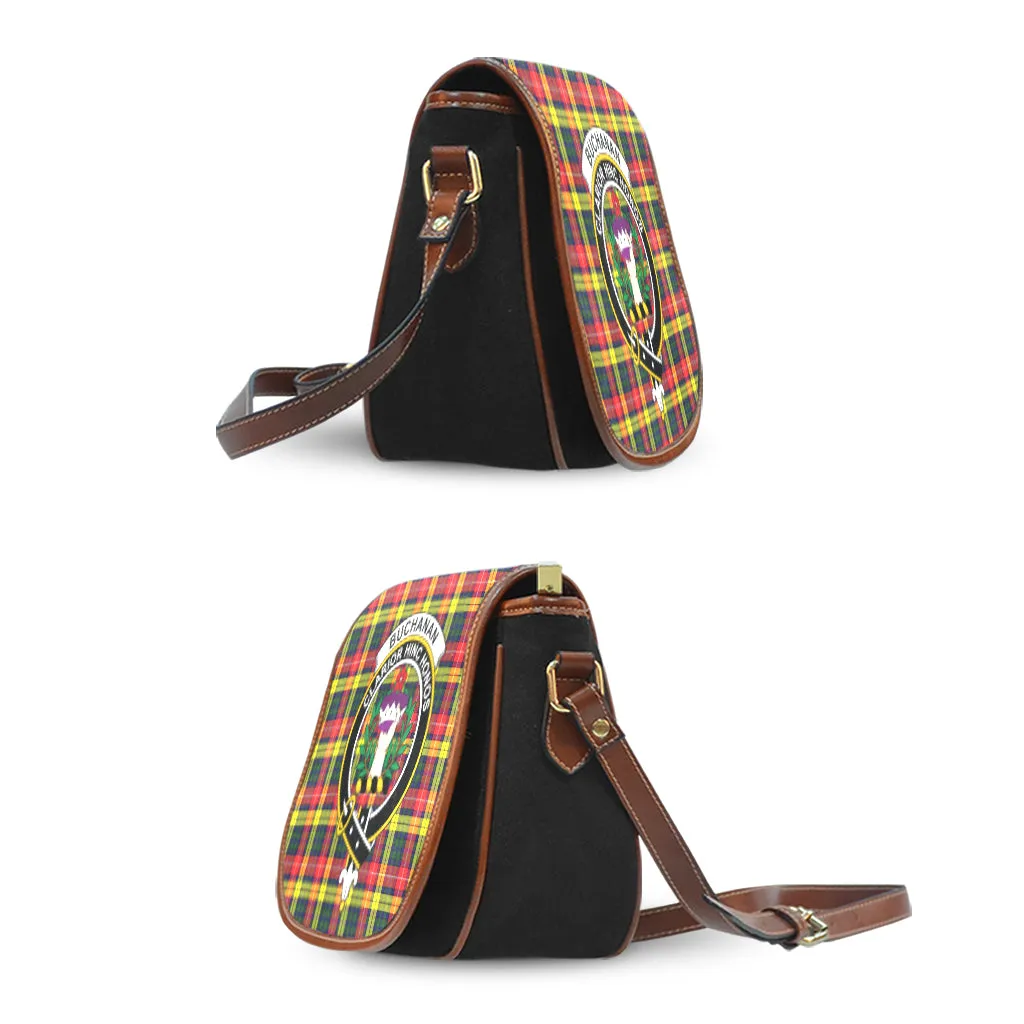 Buchanan Modern Tartan Saddle Bag with Family Crest