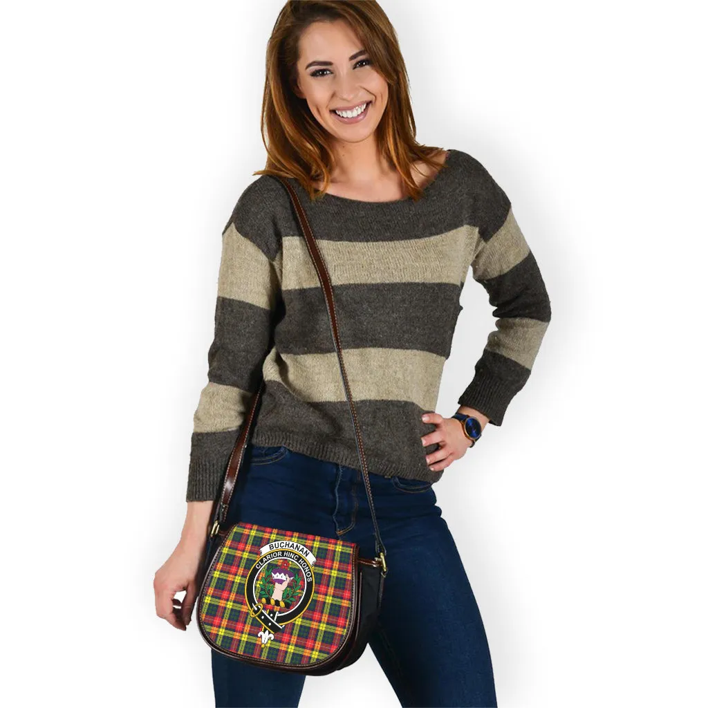 Buchanan Modern Tartan Saddle Bag with Family Crest