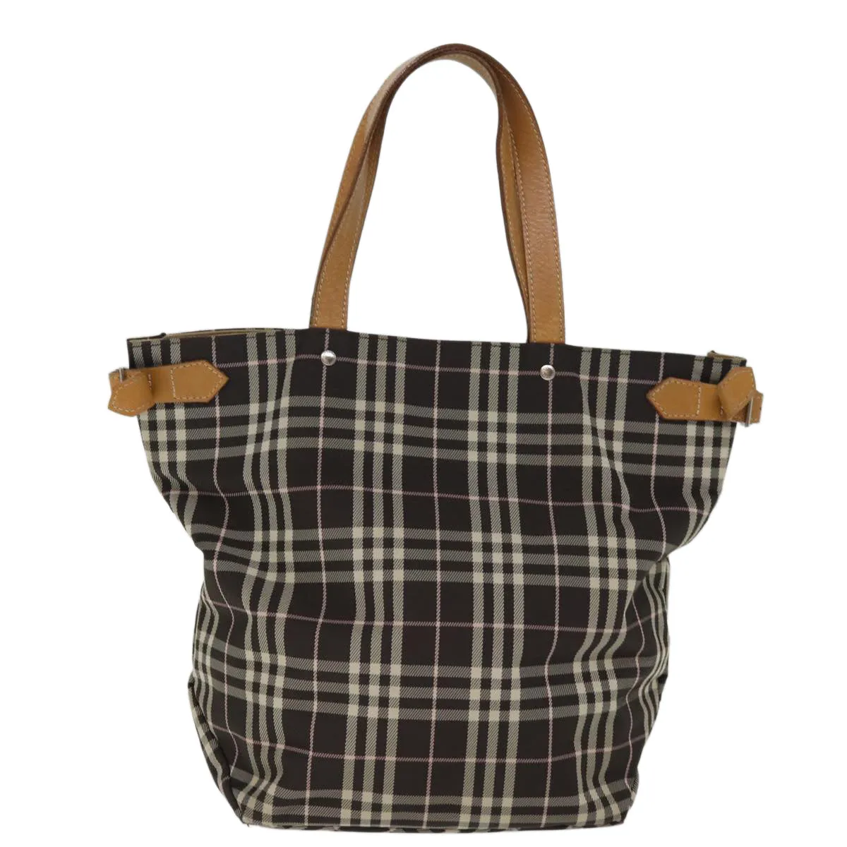 BURBERRY Blue Label Nova Check Tote Bag Nylon Brown  bs14116