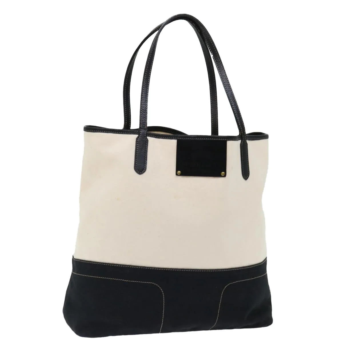 BURBERRY Blue Label Tote Bag Canvas White Black  bs13449