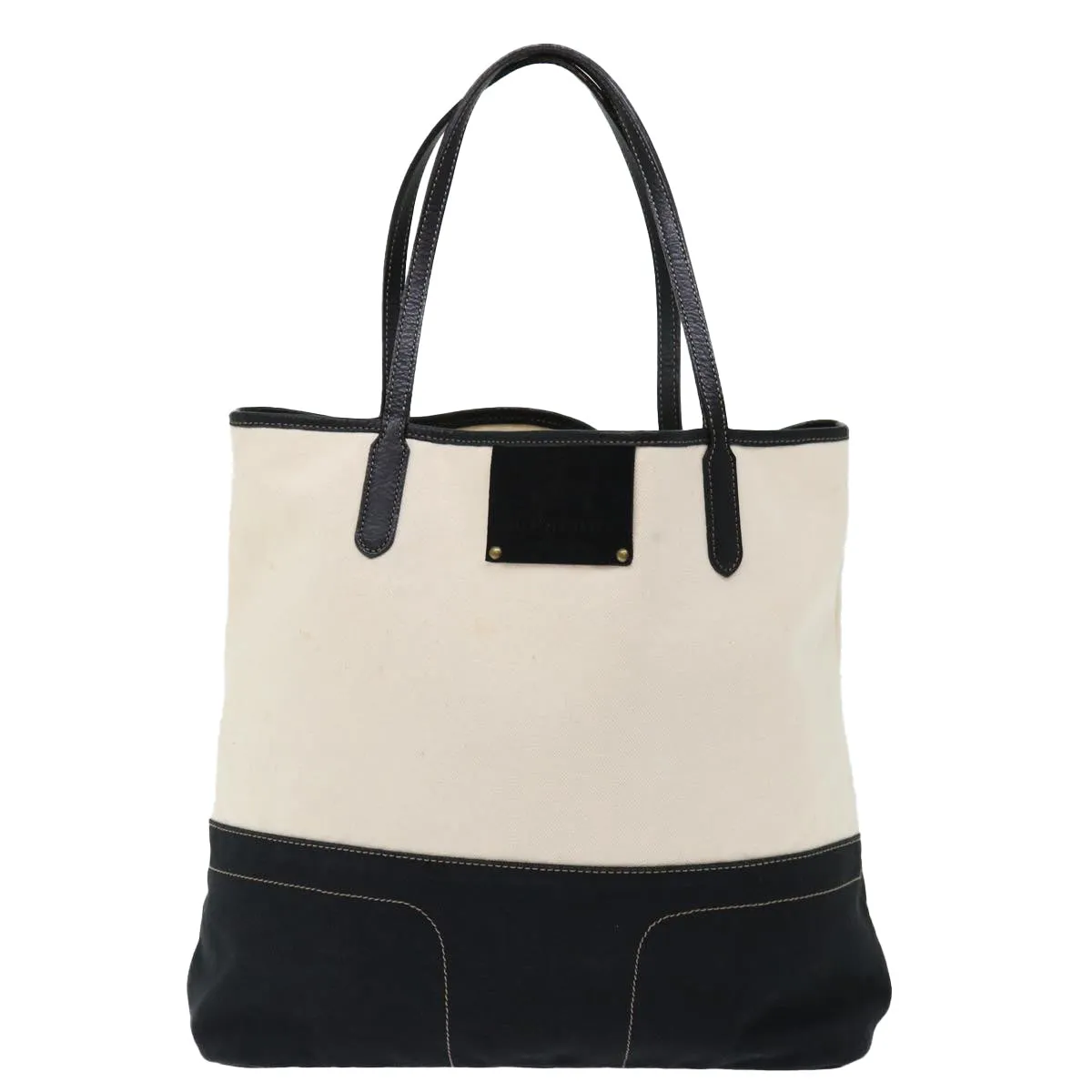 BURBERRY Blue Label Tote Bag Canvas White Black  bs13449