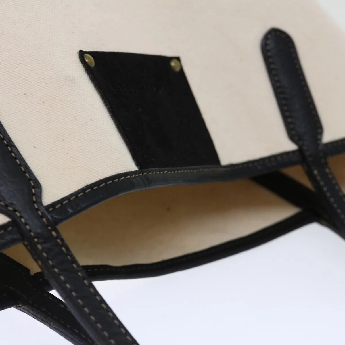 BURBERRY Blue Label Tote Bag Canvas White Black  bs13449
