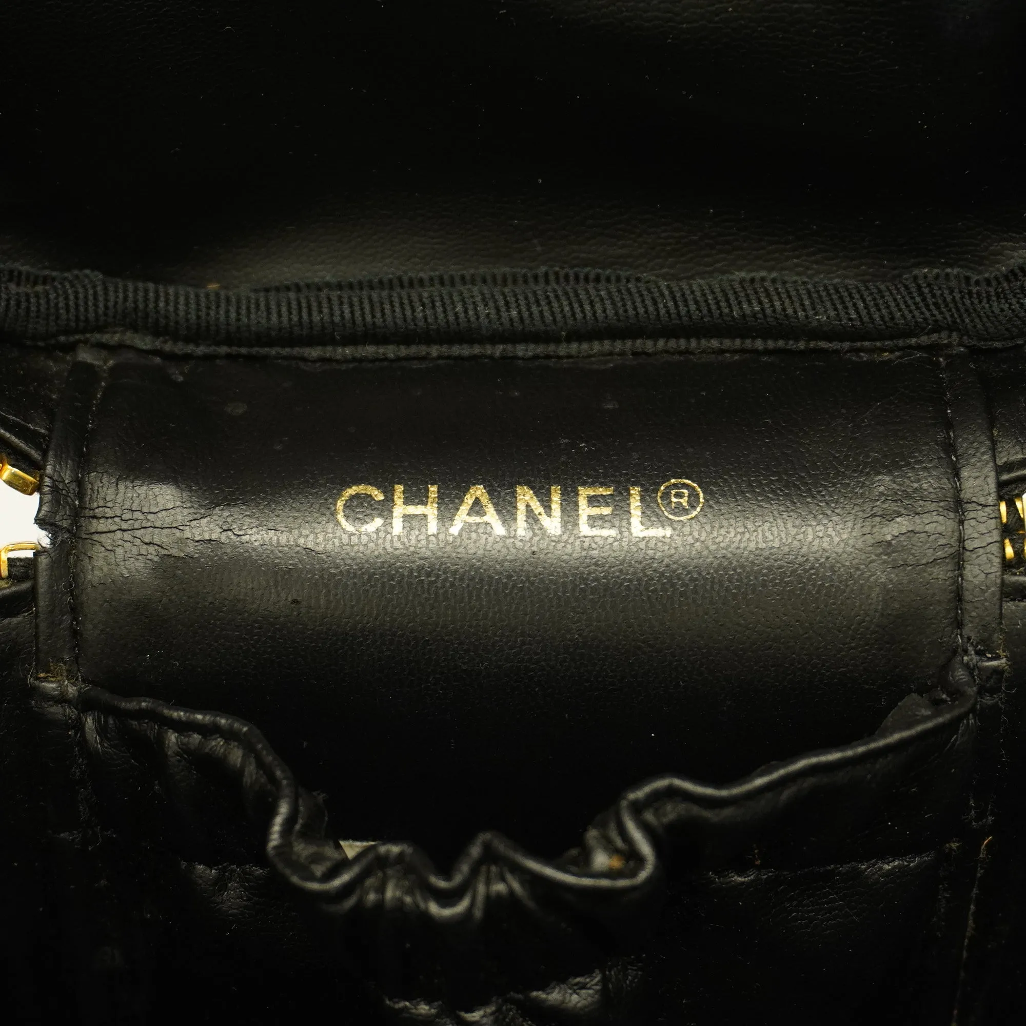 CHANEL  Bicolor Vanity Bag Women's Leather Vanity Bag Black