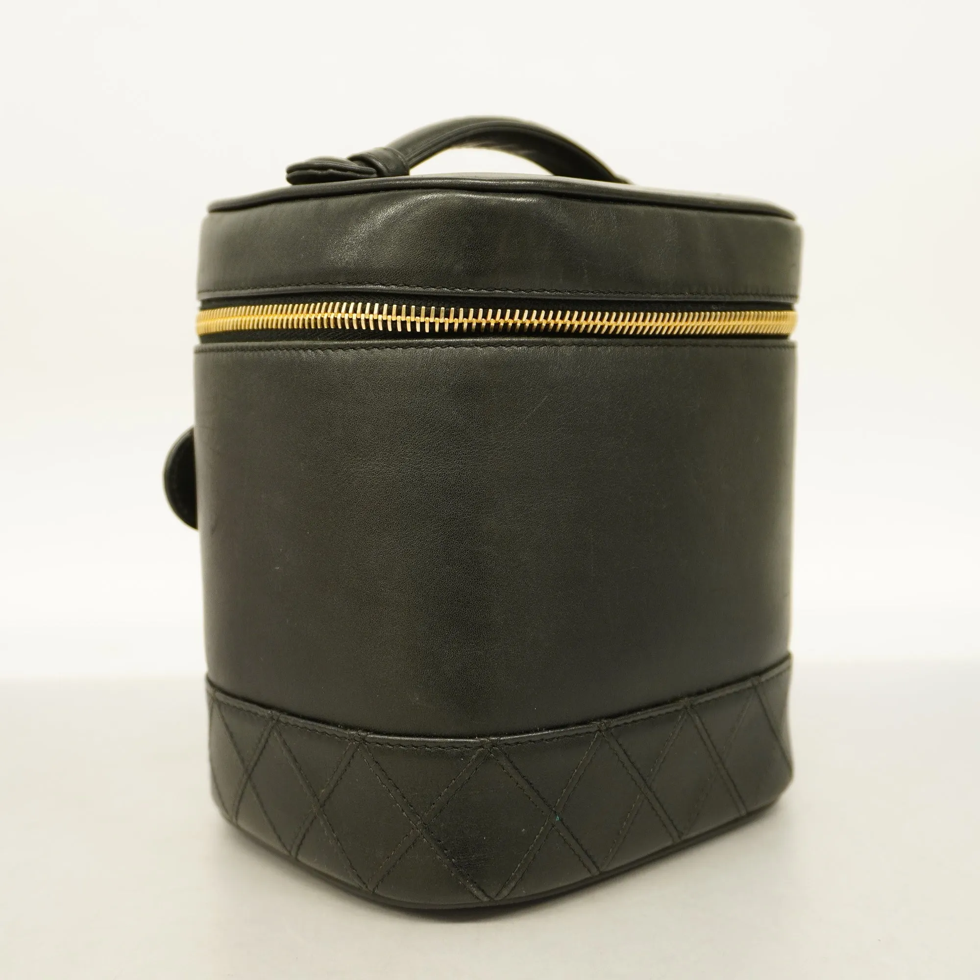 CHANEL  Bicolor Vanity Bag Women's Leather Vanity Bag Black