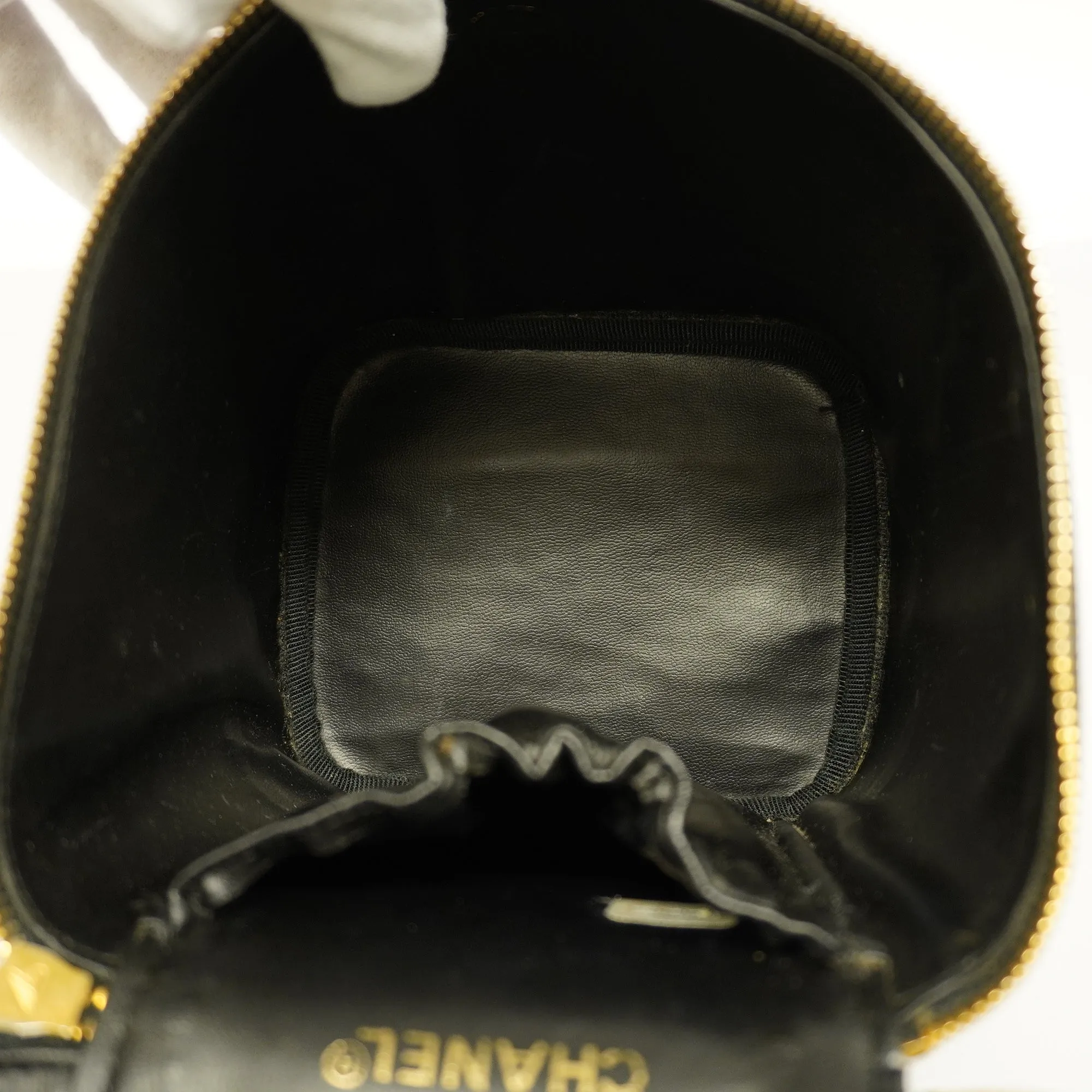 CHANEL  Bicolor Vanity Bag Women's Leather Vanity Bag Black
