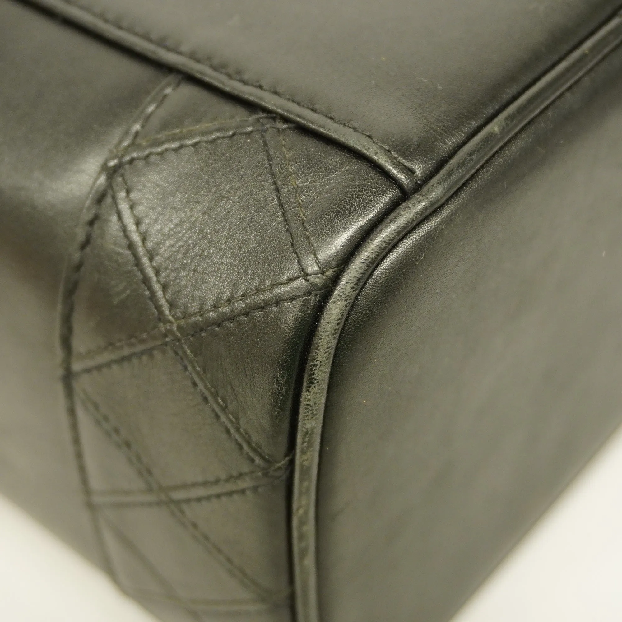 CHANEL  Bicolor Vanity Bag Women's Leather Vanity Bag Black