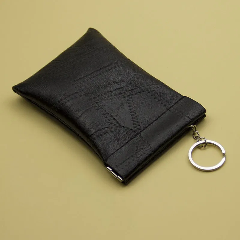 Darianrojas New Fashion Leather Long Pocket Key Wallet Keyring Coin Purse Women Men Small Short Money Change Bag Little Card Holder
