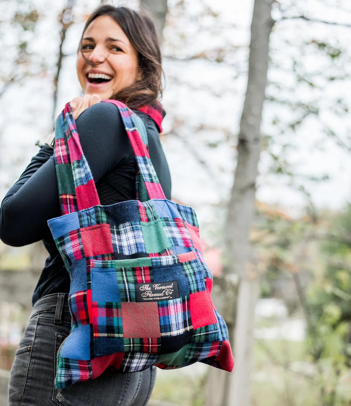 Flannel Tote Bag - Patchwork