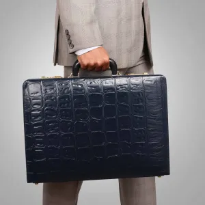 Great Dane Ruvido Double Lock- Genuine Leather Attaché | Briefcase | Advocate Briefcase | Security Briefcase | Color: Blue