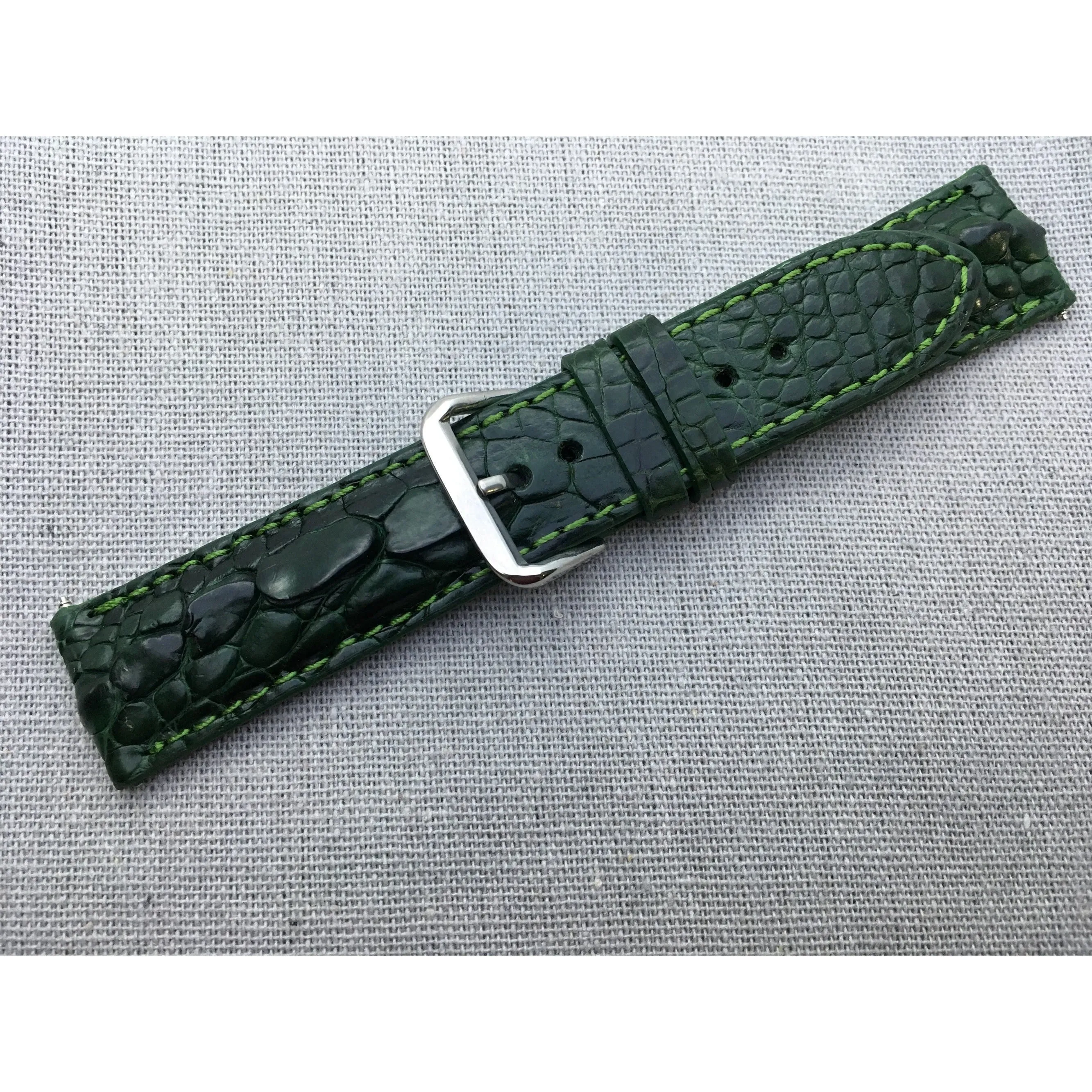 Green Alligator Hornback Leather Watch Band | Luxury Quick Release Buckle Strap | DH-81