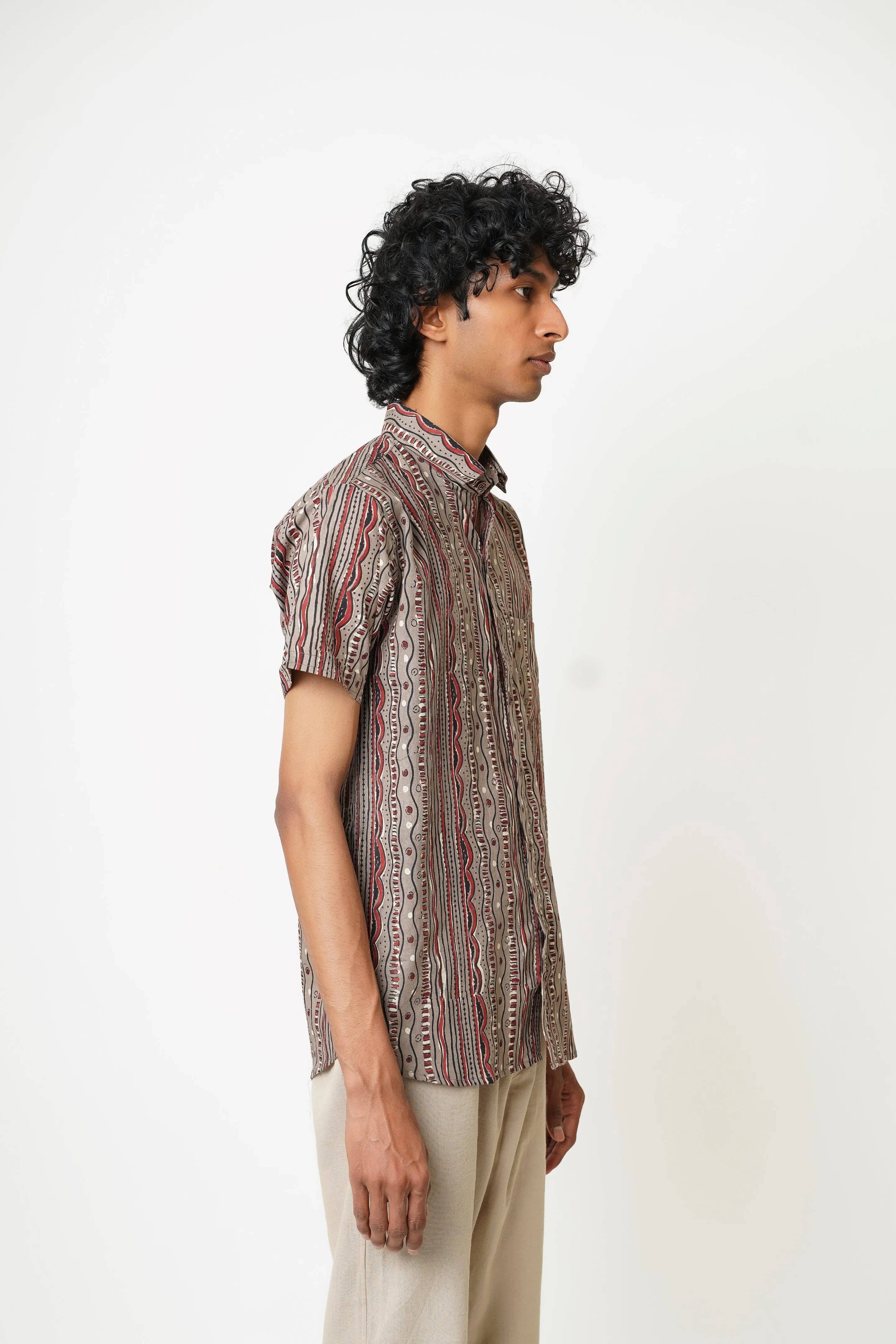 Hand Block Men's Half Sleeves Shirt