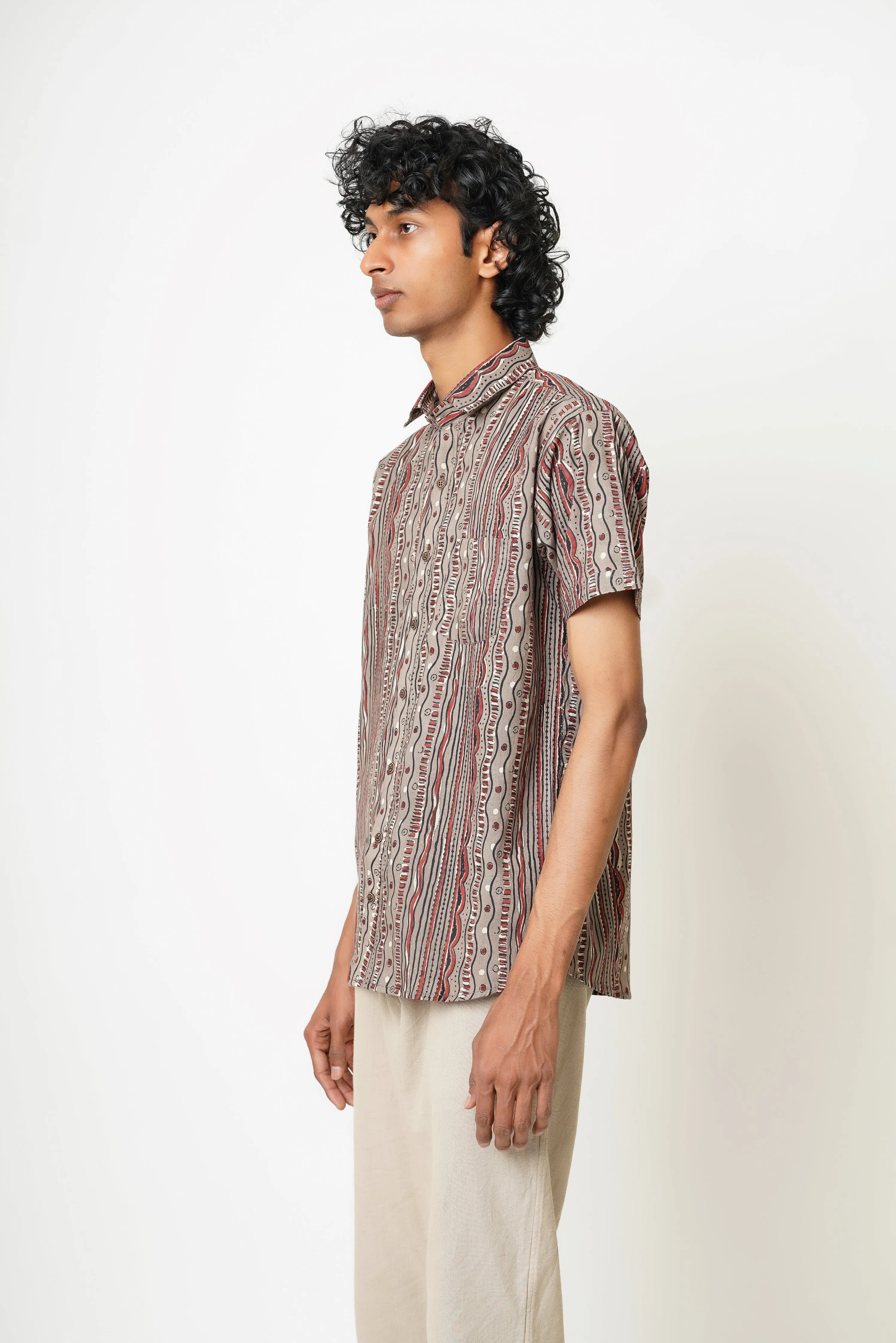 Hand Block Men's Half Sleeves Shirt