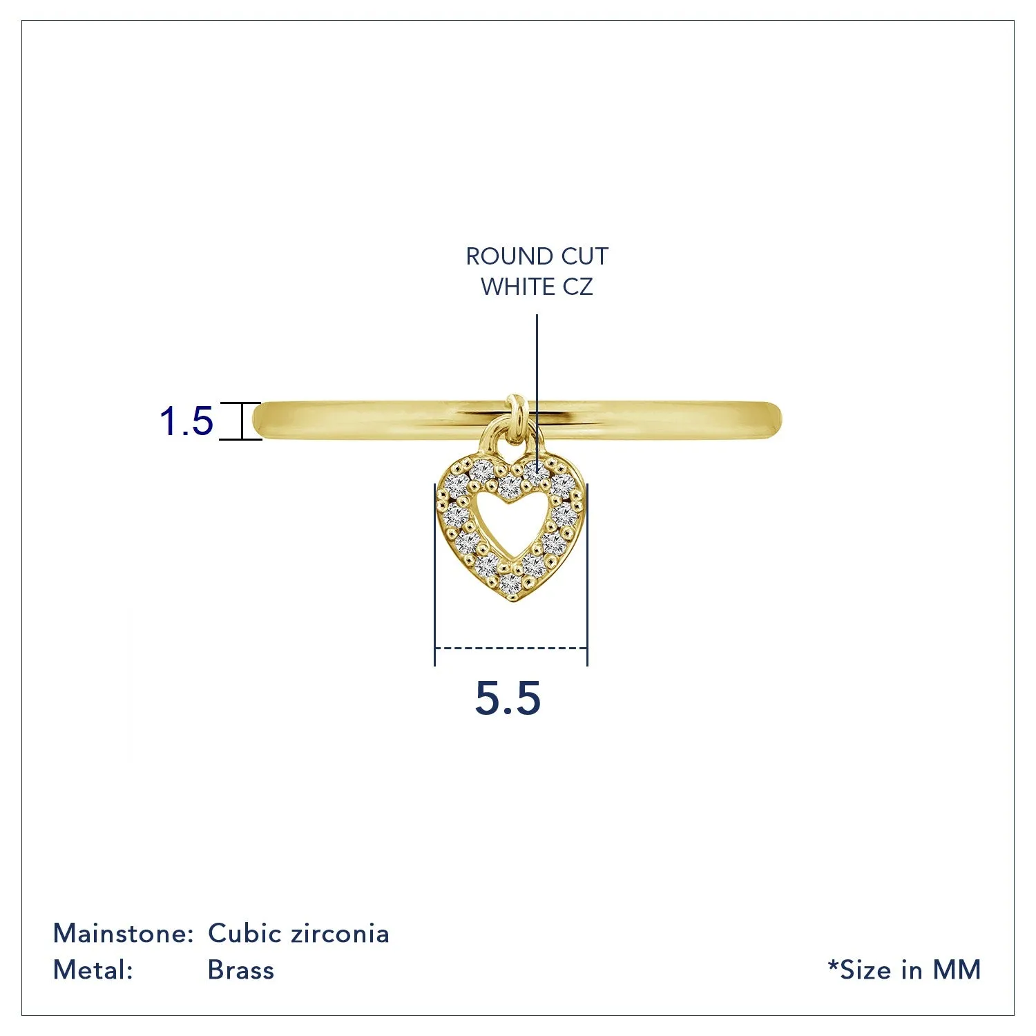 Hollow Heart Charm Ring