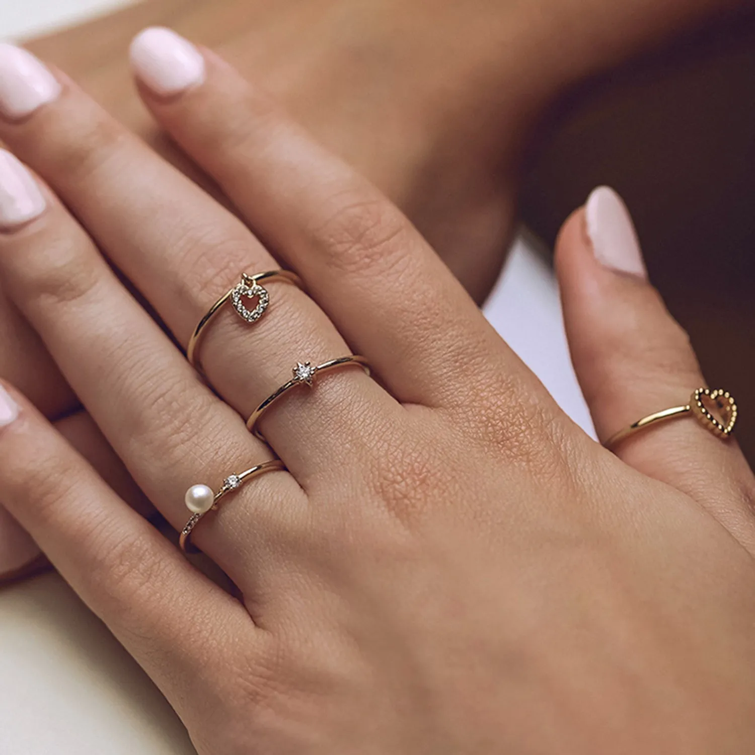 Hollow Heart Charm Ring