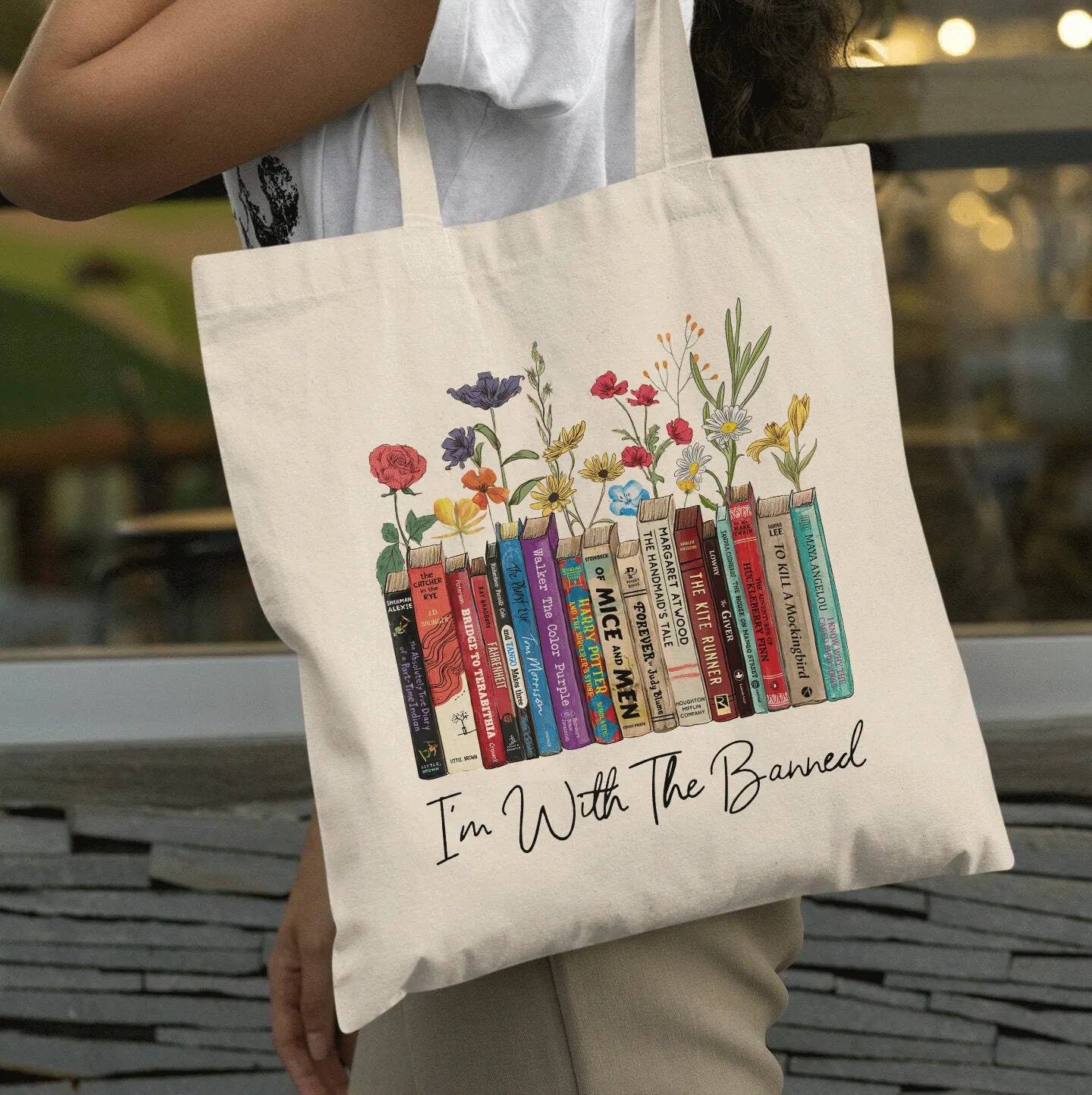 I'm With The Banned Flowers Book Lover Gift TBW185