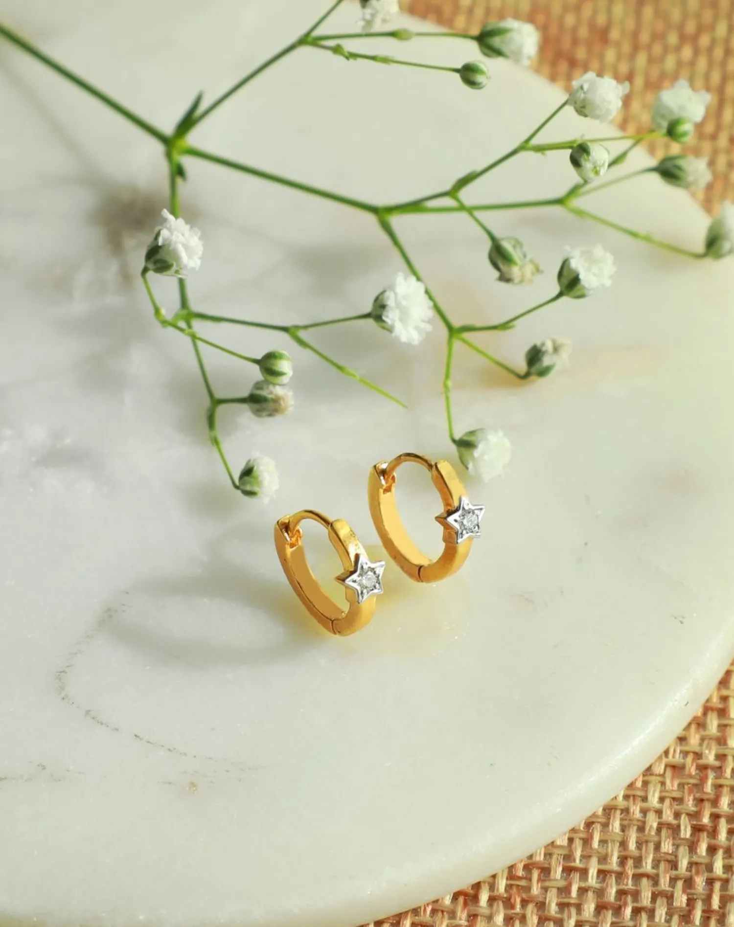 Kids Bright Star Diamond Hoops