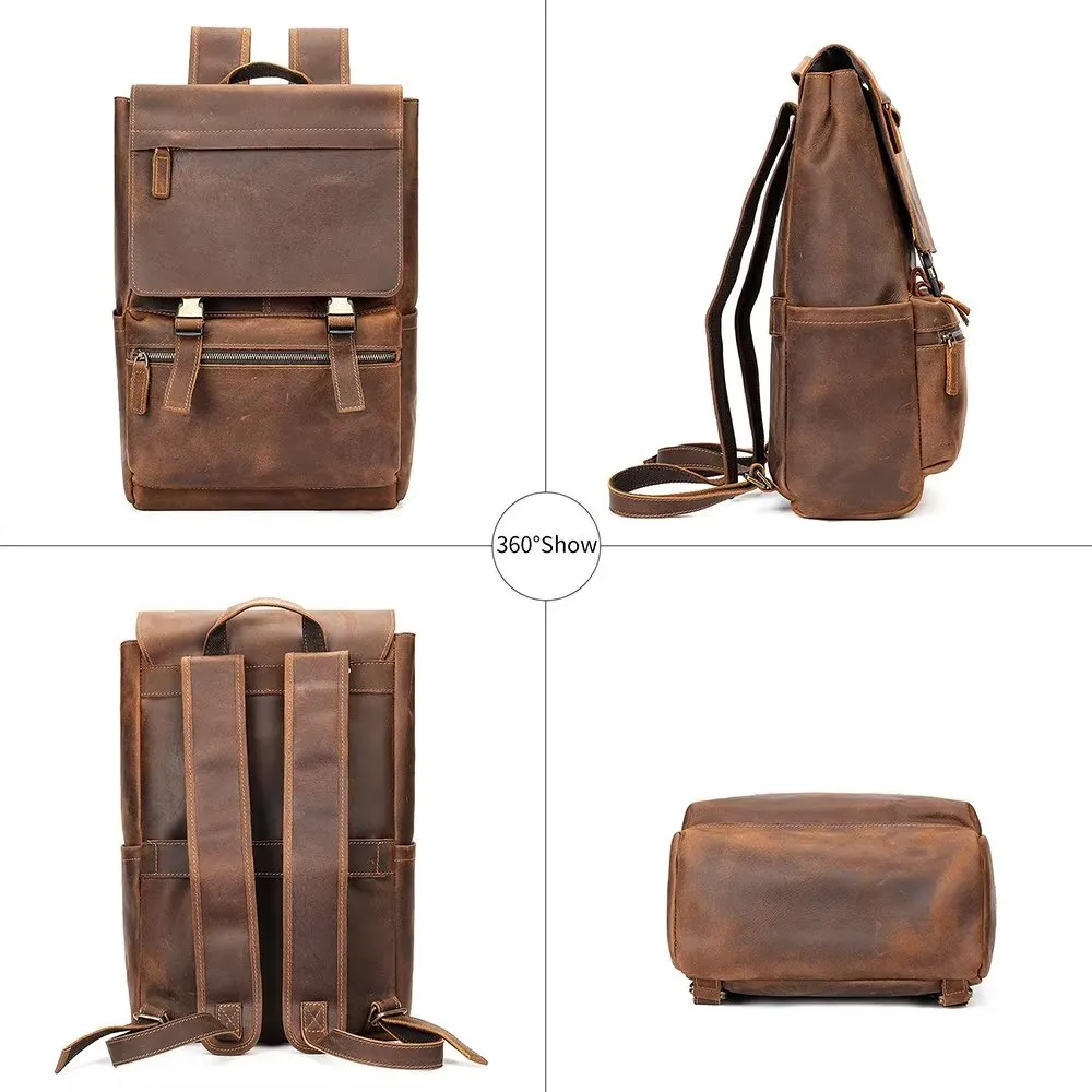 LeatherLux Cowhide Business Travel Computer Backpack