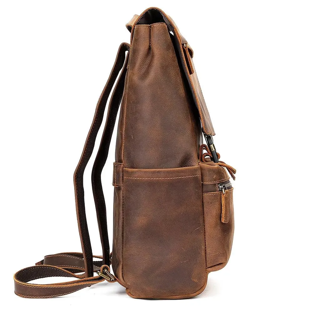 LeatherLux Cowhide Business Travel Computer Backpack