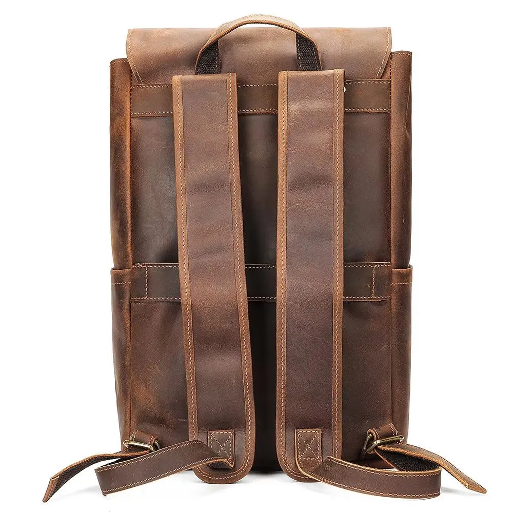 LeatherLux Cowhide Business Travel Computer Backpack
