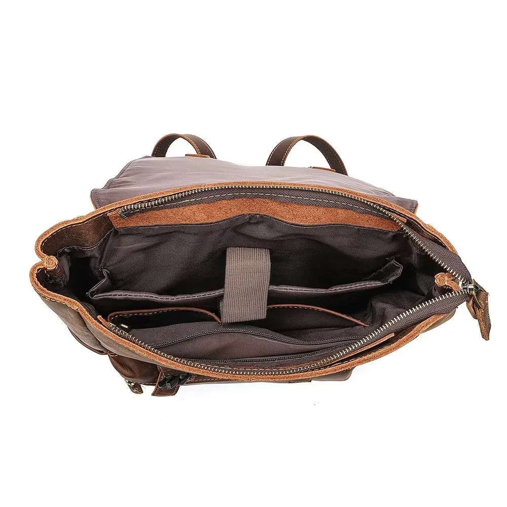 LeatherLux Cowhide Business Travel Computer Backpack