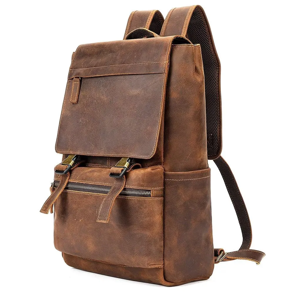 LeatherLux Cowhide Business Travel Computer Backpack