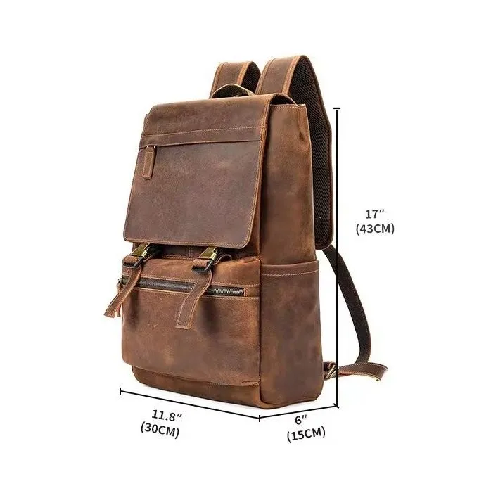 LeatherLux Cowhide Business Travel Computer Backpack