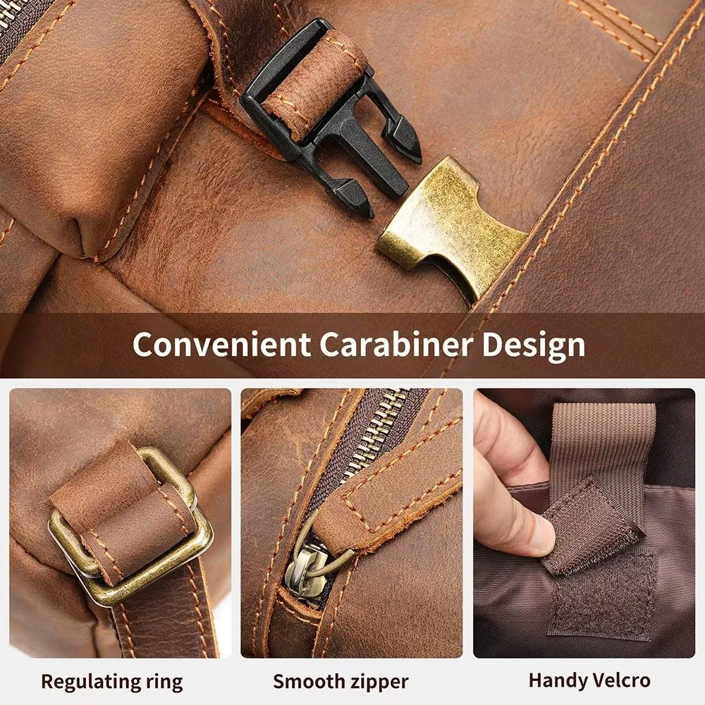 LeatherLux Cowhide Business Travel Computer Backpack