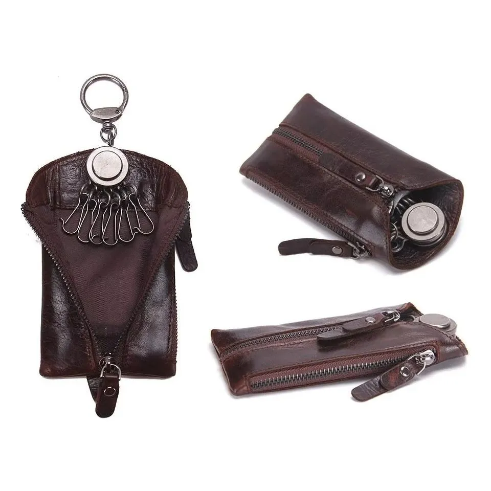 Luxury Cowhide Leather Men's Key Bag
