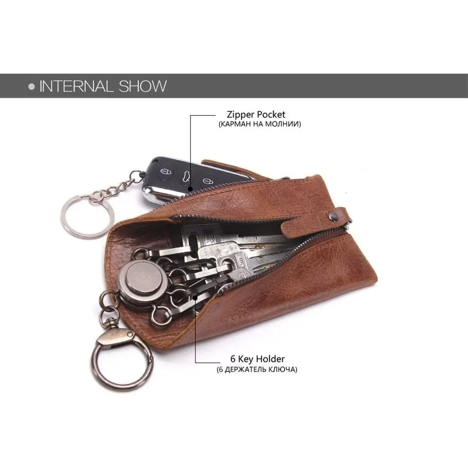 Luxury Cowhide Leather Men's Key Bag