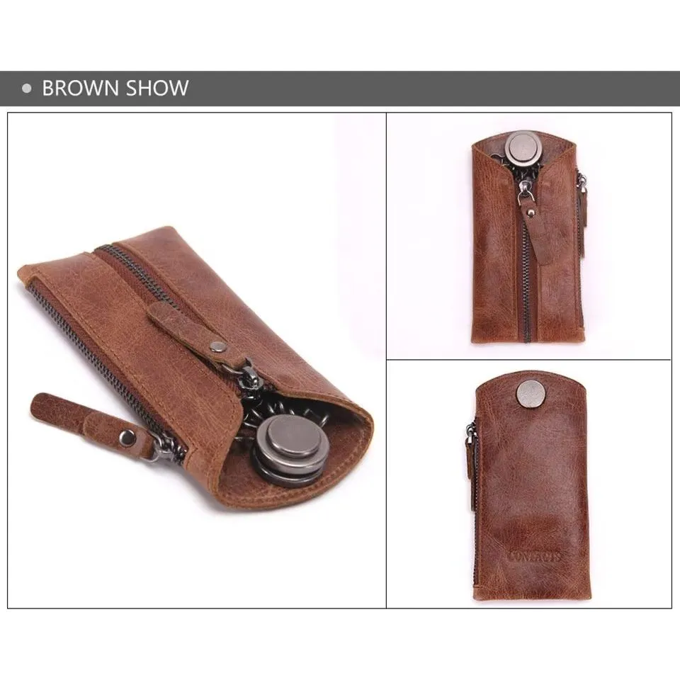 Luxury Cowhide Leather Men's Key Bag