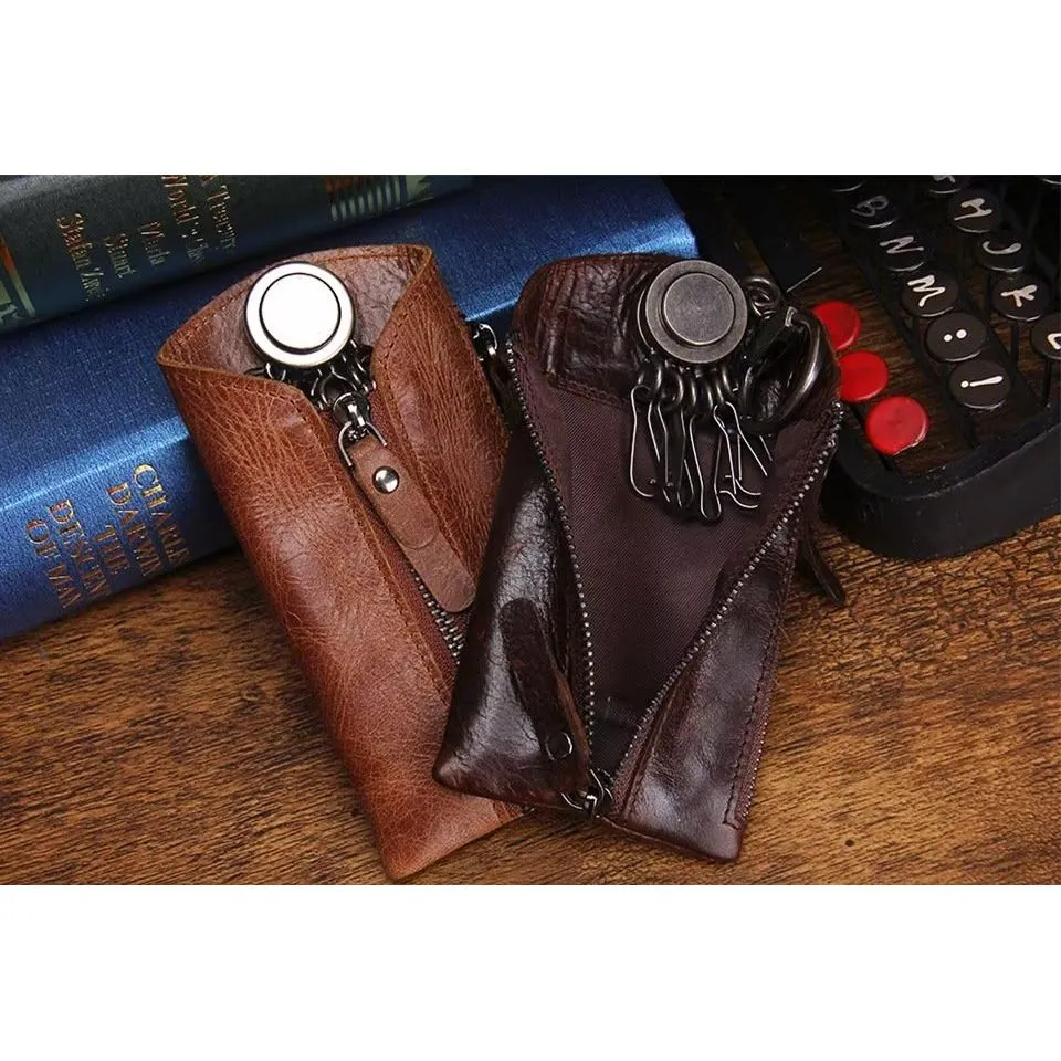 Luxury Cowhide Leather Men's Key Bag
