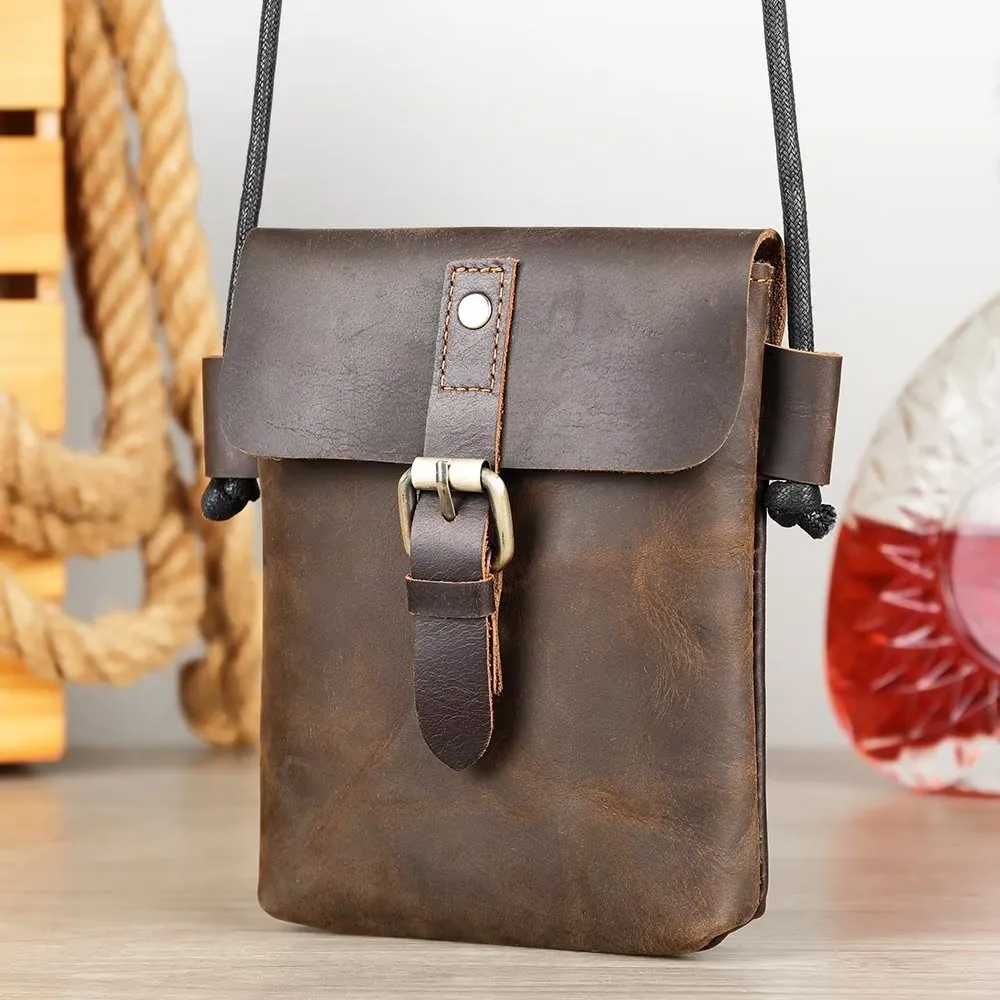 Luxury Crazy Horse Leather Men's Crossbody Bag