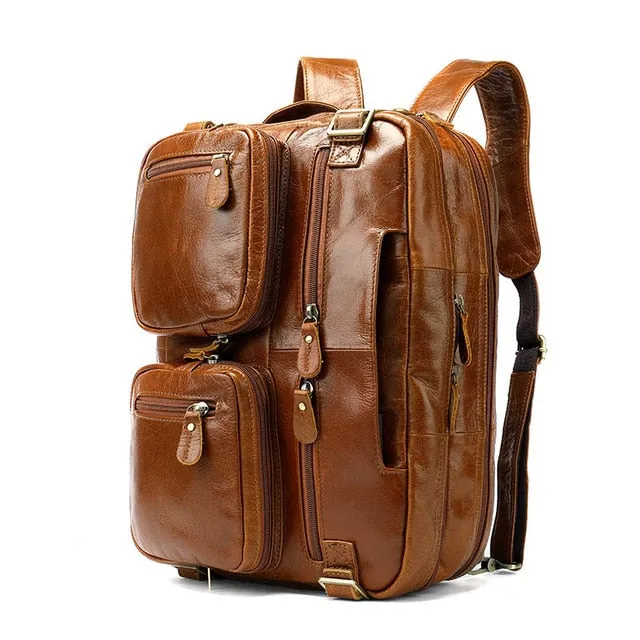 Luxury Exotic Leather Travel Laptop Backpack