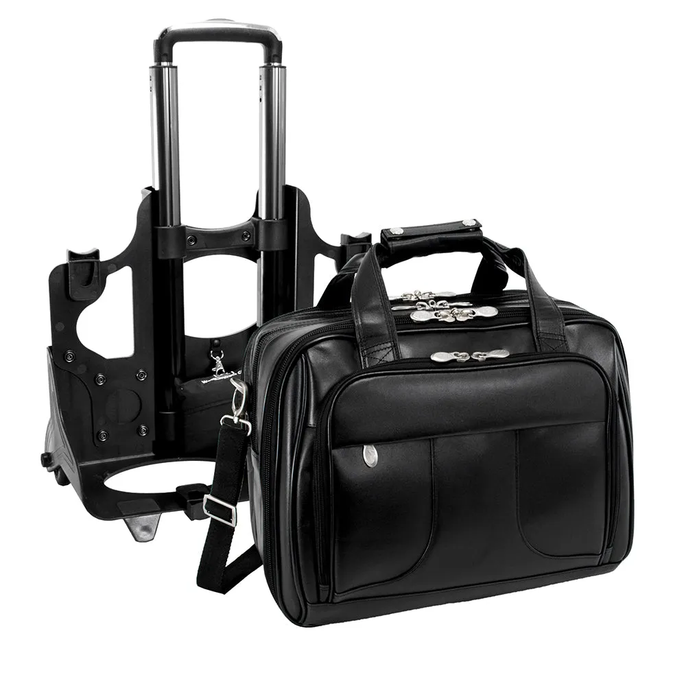 McKlein R Series 8358 Chicago Leather Detachable Wheeled Laptop Overnight W/ Removable Brief