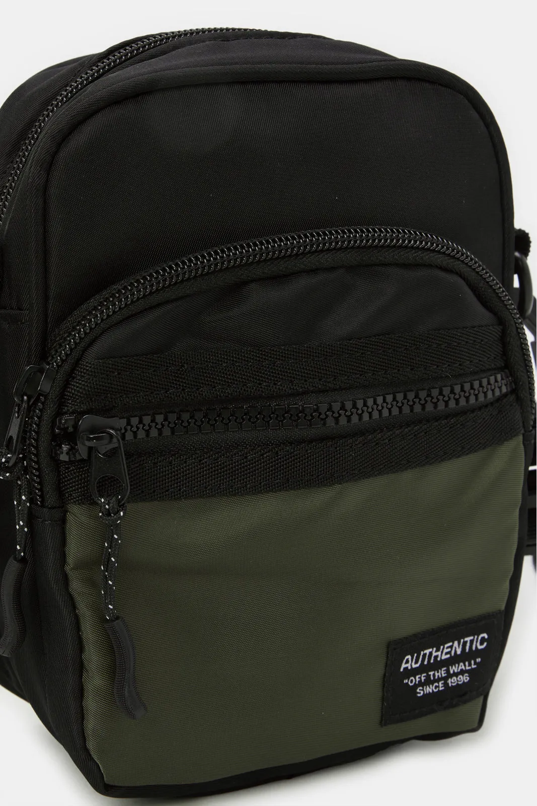 Men Black And Green Plain Crossbody Bag