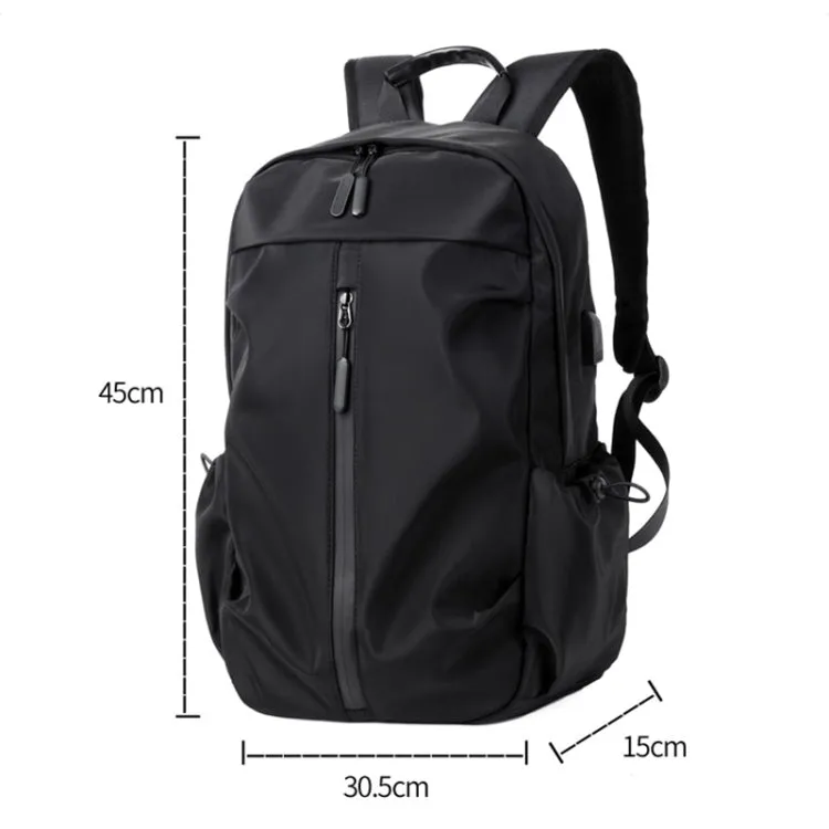 Men Oxford Backpack Business Computer Bag with External USB Port(Black)