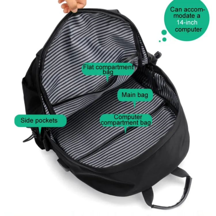 Men Oxford Backpack Business Computer Bag with External USB Port(Black)