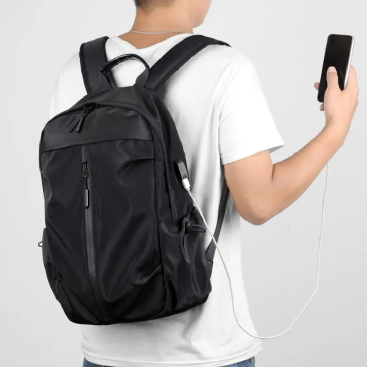 Men Oxford Backpack Business Computer Bag with External USB Port(Black)