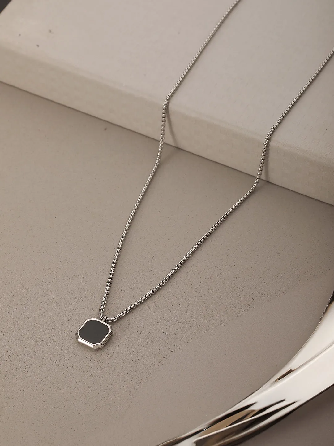 Men Silver-Plated Chain Necklace & Pendant