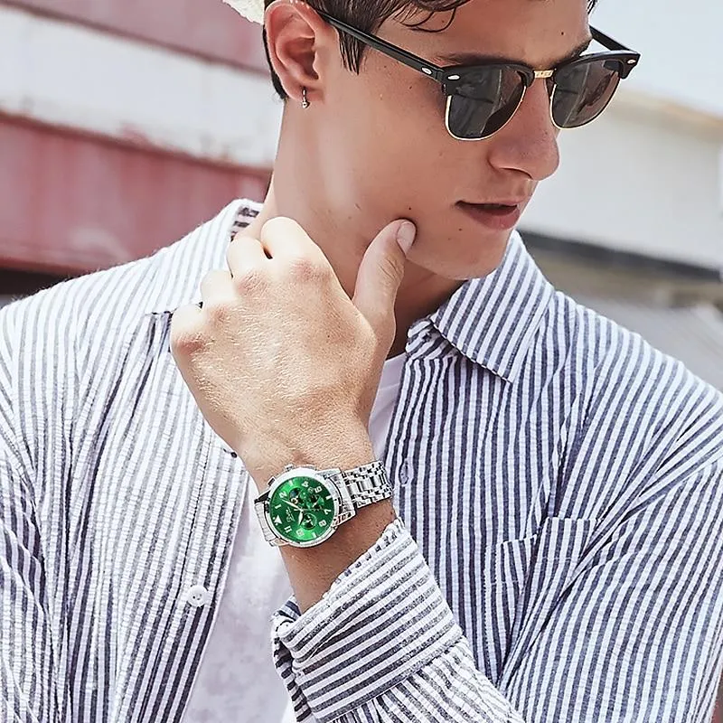 Men Stainless Steel Sports Chronograph Quartz Watches
