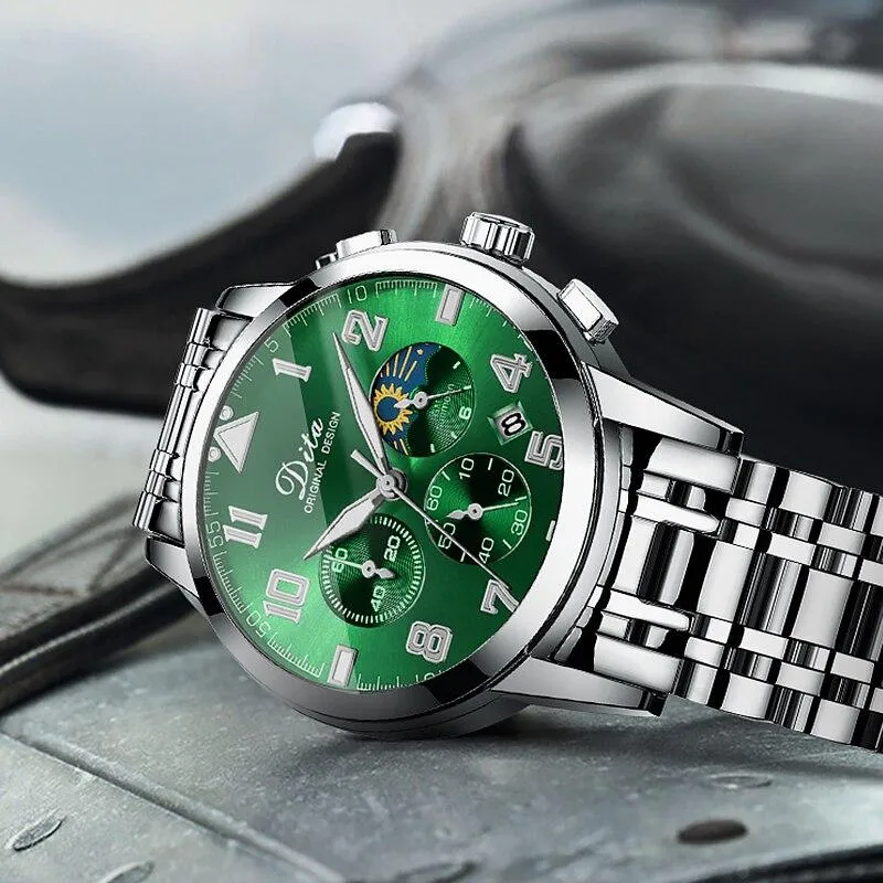 Men Stainless Steel Sports Chronograph Quartz Watches