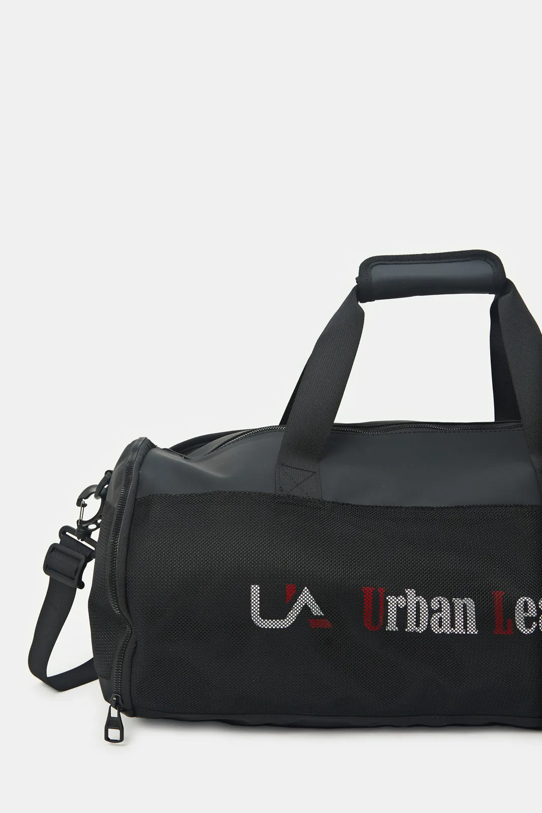 Mens Black Printed Hold All Bag