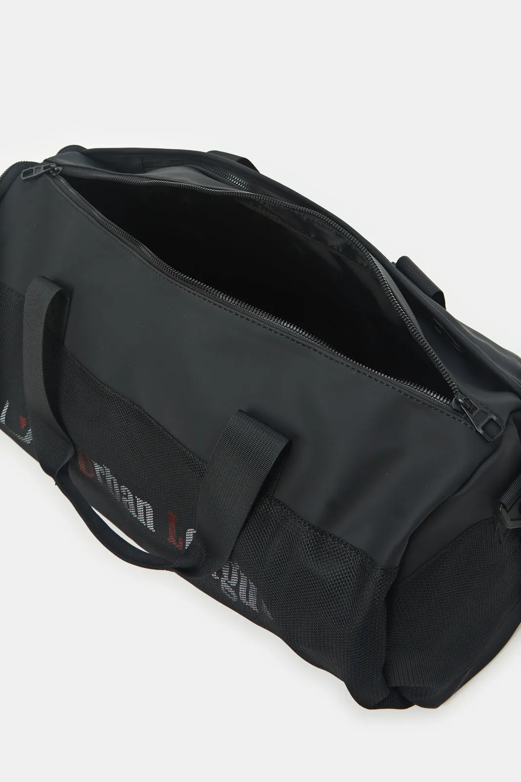 Mens Black Printed Hold All Bag